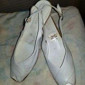 Sesto Meucci leather wedge heel size "11 "white